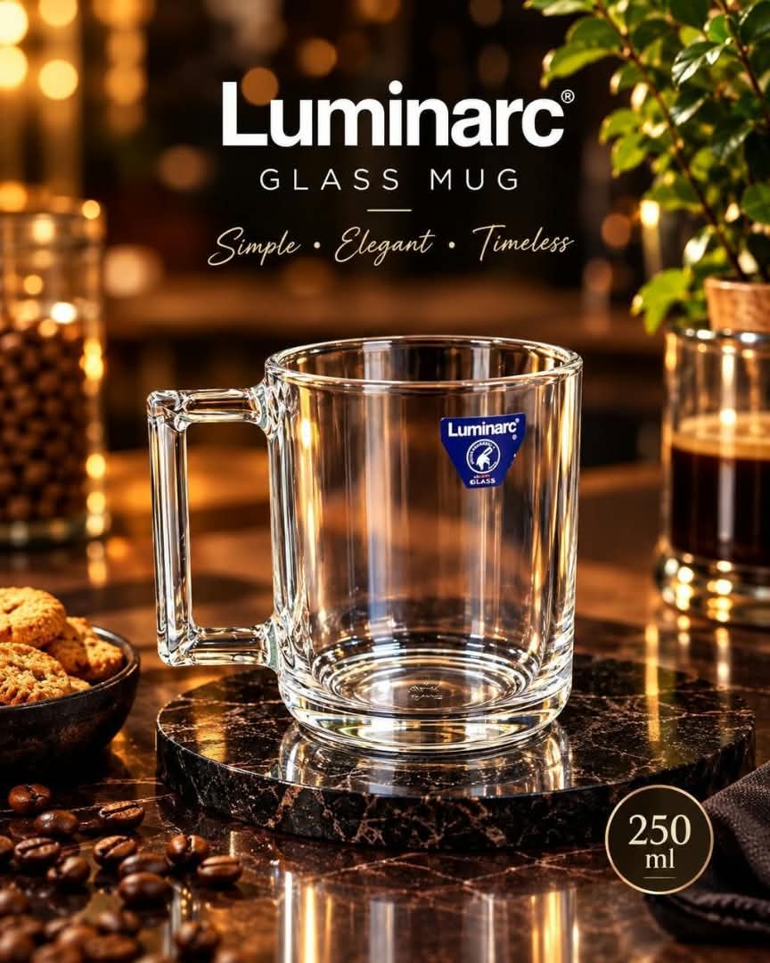 لیوان دسته دار لومینارک اصل فرانسه بسته 6 عددی مدل ۲۵cl