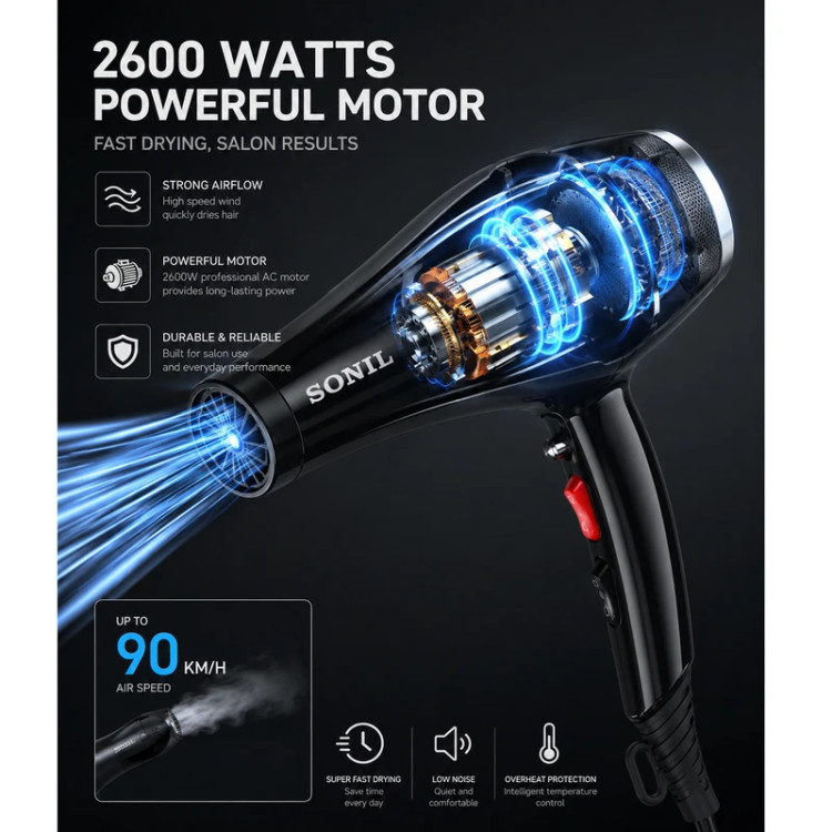سشوار حرفه ای 2600 وات سونیل مدل 8803